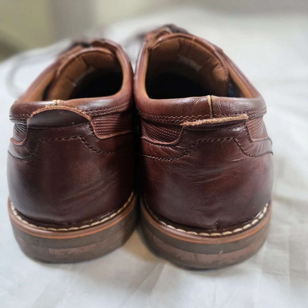 Steve Madden Oakes Men's Brown Leather Derby Dress Shoes Size 13 Lace Up Comfort